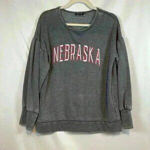 WOMENS NEBRASKA HUSKER LONG‎ SLEEVE CREWNECK SWEATSHIRT GREY DROP SLEEVE MEDIUM
